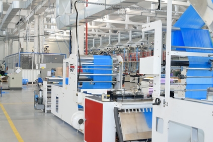 conveyor garbage bag production at fabric